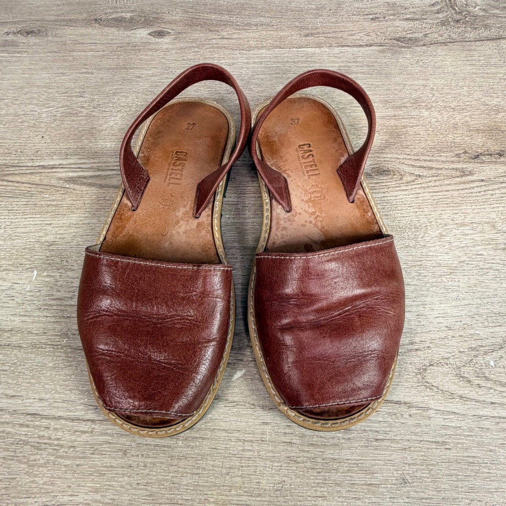 Castell Menorquina Avarca Sandals Leather Brown Womens 37
